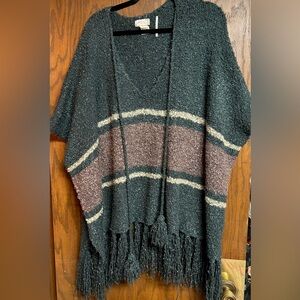 Free People V-Neck Sweater in Black and Brown